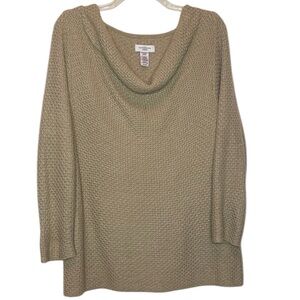Covington Tan Gold Sparkles Cowl Neck Sweater